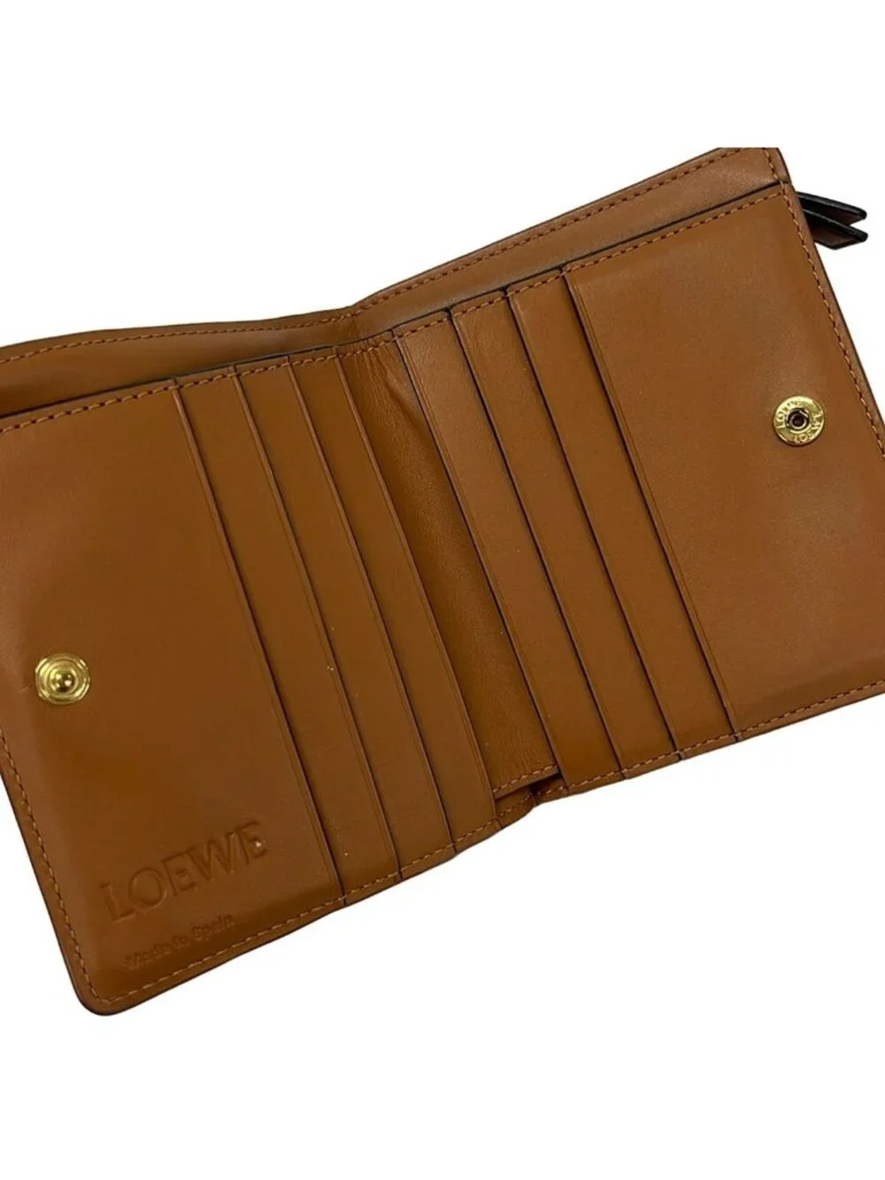Loewe Bifold Wallet Puzzle Ivory Beige Light Gray Round Fastener Leather